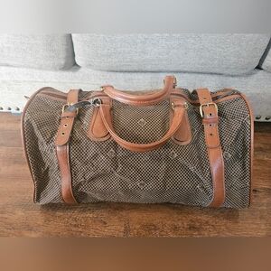 Bg Brown Leather Accent Travel Duffel Bag